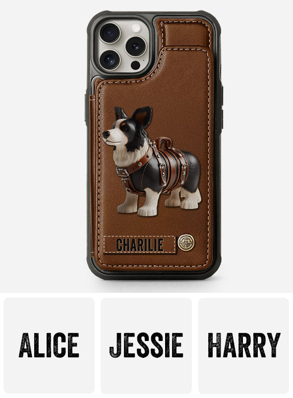 Étui portefeuille personnalisé pour téléphone avec un adorable Border Collie - Étui pour téléphone/portefeuille pour chien