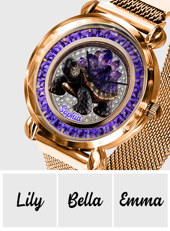 Montre-bracelet Tortue personnalisée pour femme, style Améthyste/Quartz rose/Rubis/...