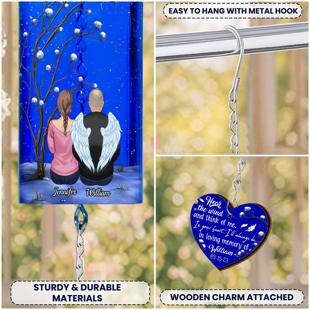 Hear The Wind And Think Of Me - Personalized Memorial Wine Bottle Wind Chime