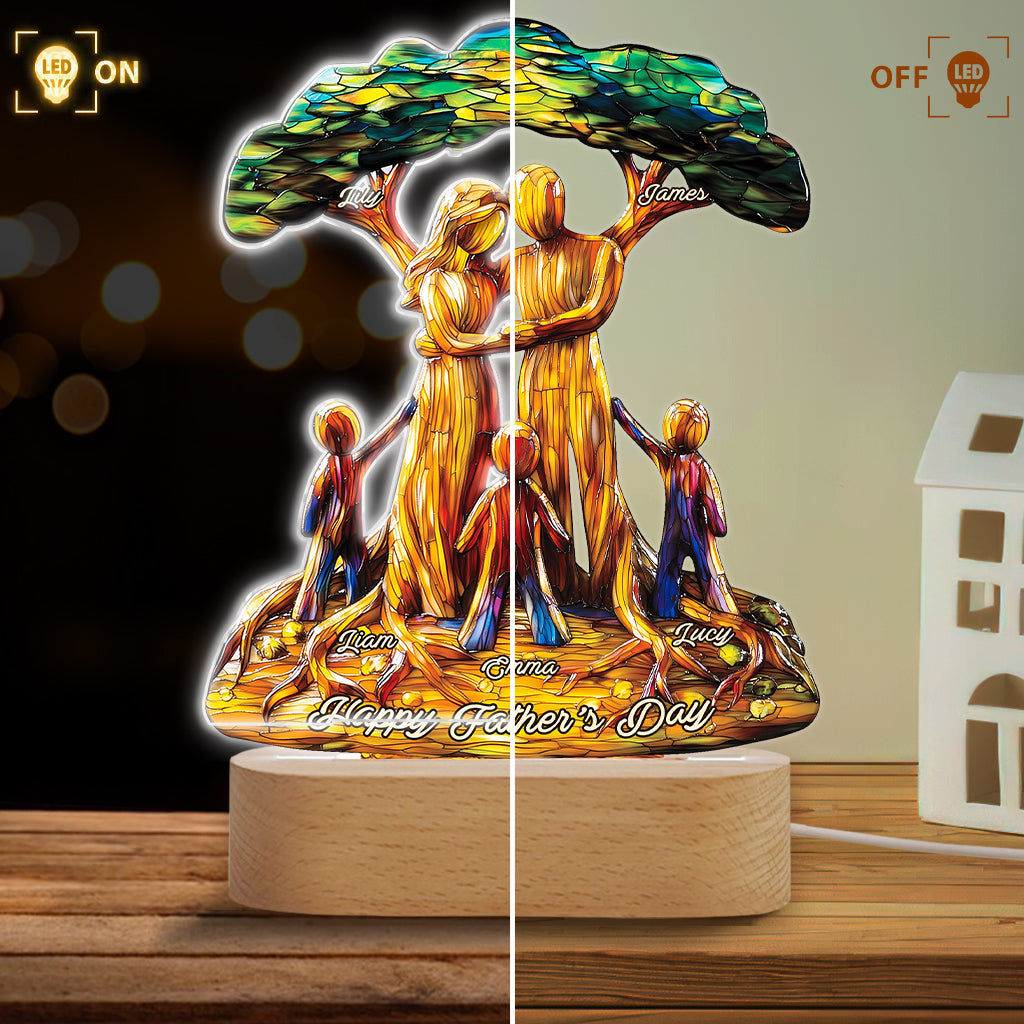 To Us You're The World - Personalized Father Shaped Plaque Light Base