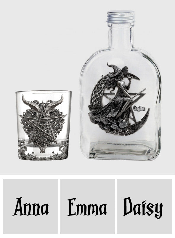 Witch Way To The Wiskey - Personalized Witch Whiskey Bottle & Glass