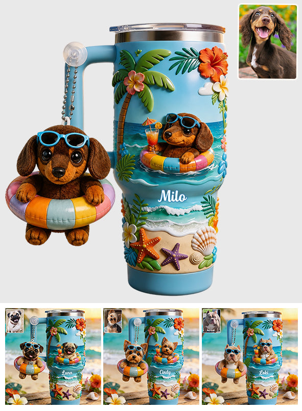 Vibes d'été - Tasse personnalisée pour chien avec charme en peluche