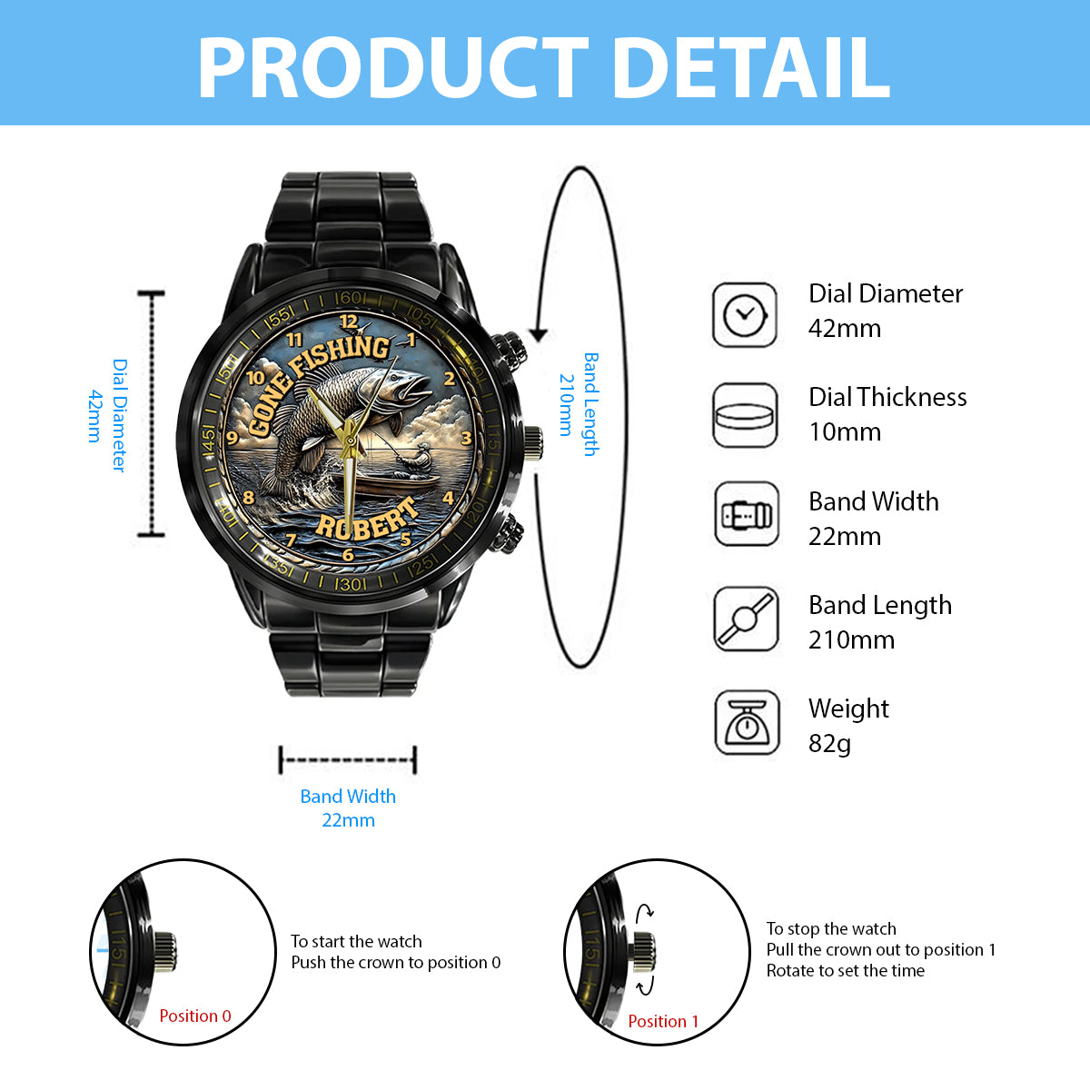 Gone Fishing - Personalized Fishing Hand Watch