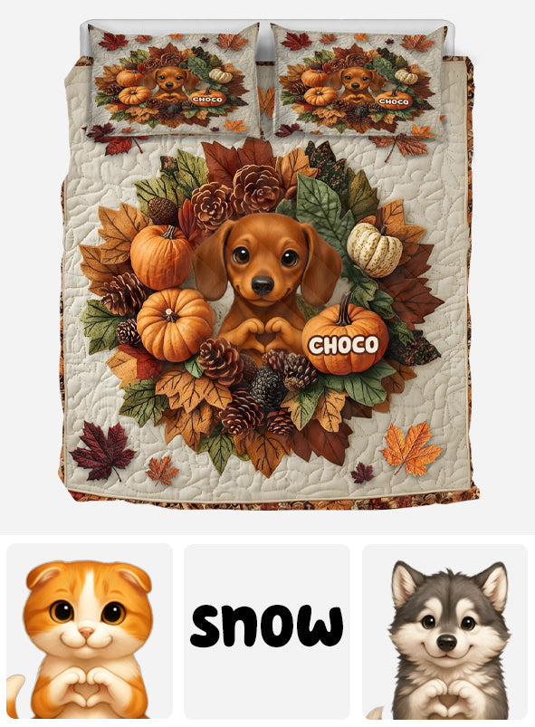 Bienvenue à l'automne - Ensemble de courtepointe personnalisé pour chien