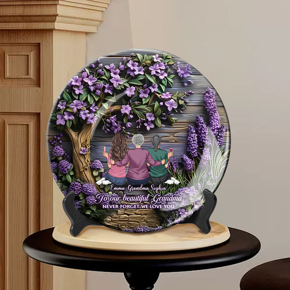To Grandma Mother Never Forget We Love You - Personalized Grandma Ceramic Round Plate