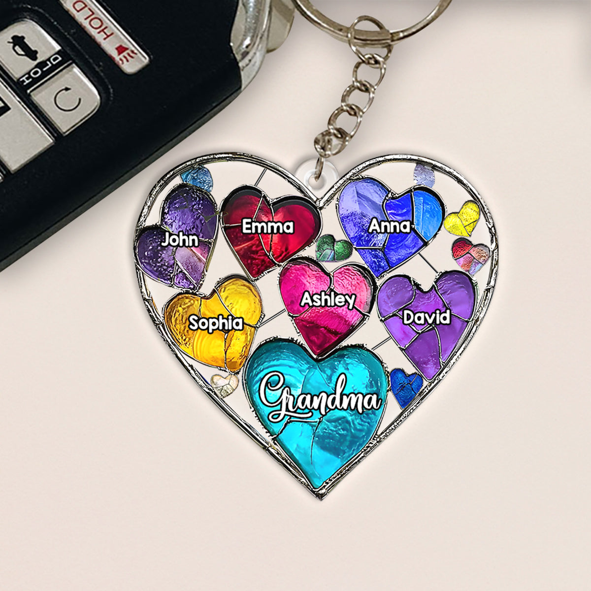 Grandma's Mom's Sweethearts - Personalized Grandma Keychain