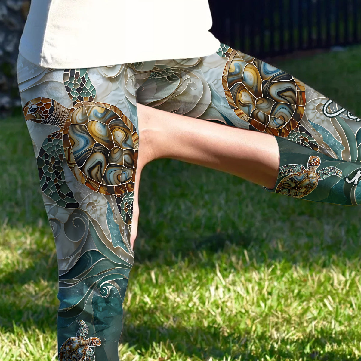 Salty Lil' Beach - Personalized Turtle Capri Leggings
