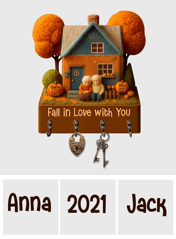 Fall In Love With You - Personalized Couple Custom Shaped Hanging Rack