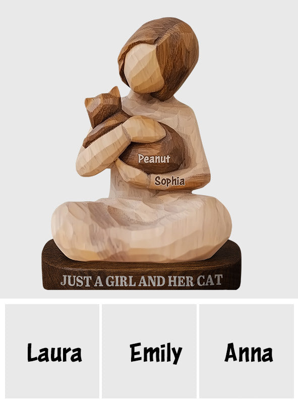Just A Girl And Her Cat - Personalized Cat Custom Shaped Wood Plaque