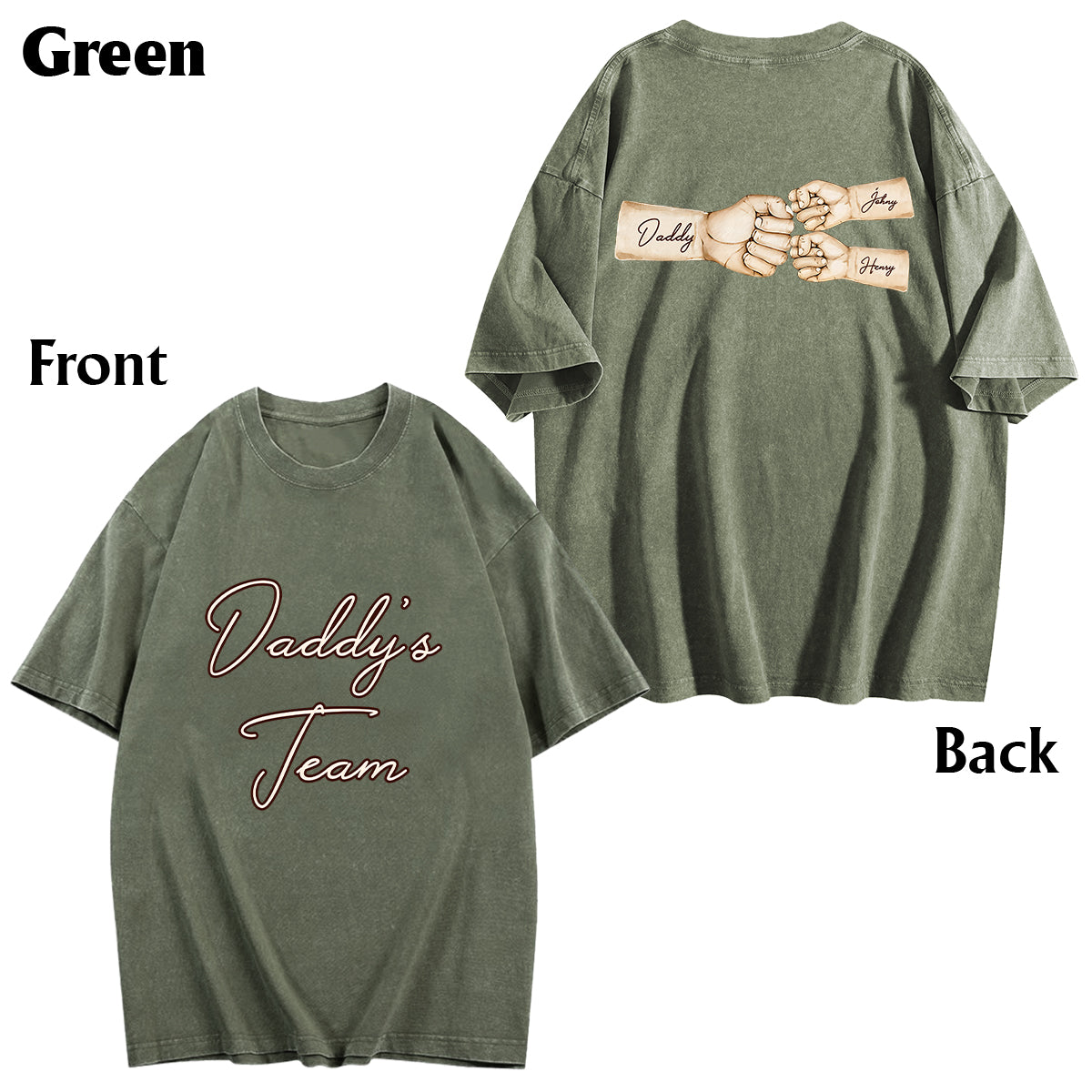 Daddy's Team Fist Bump - Personalized Father Wash T-shirt