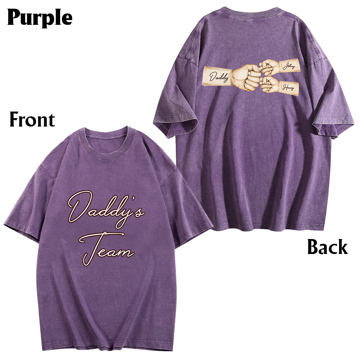 Daddy's Team Fist Bump - Personalized Father Wash T-shirt