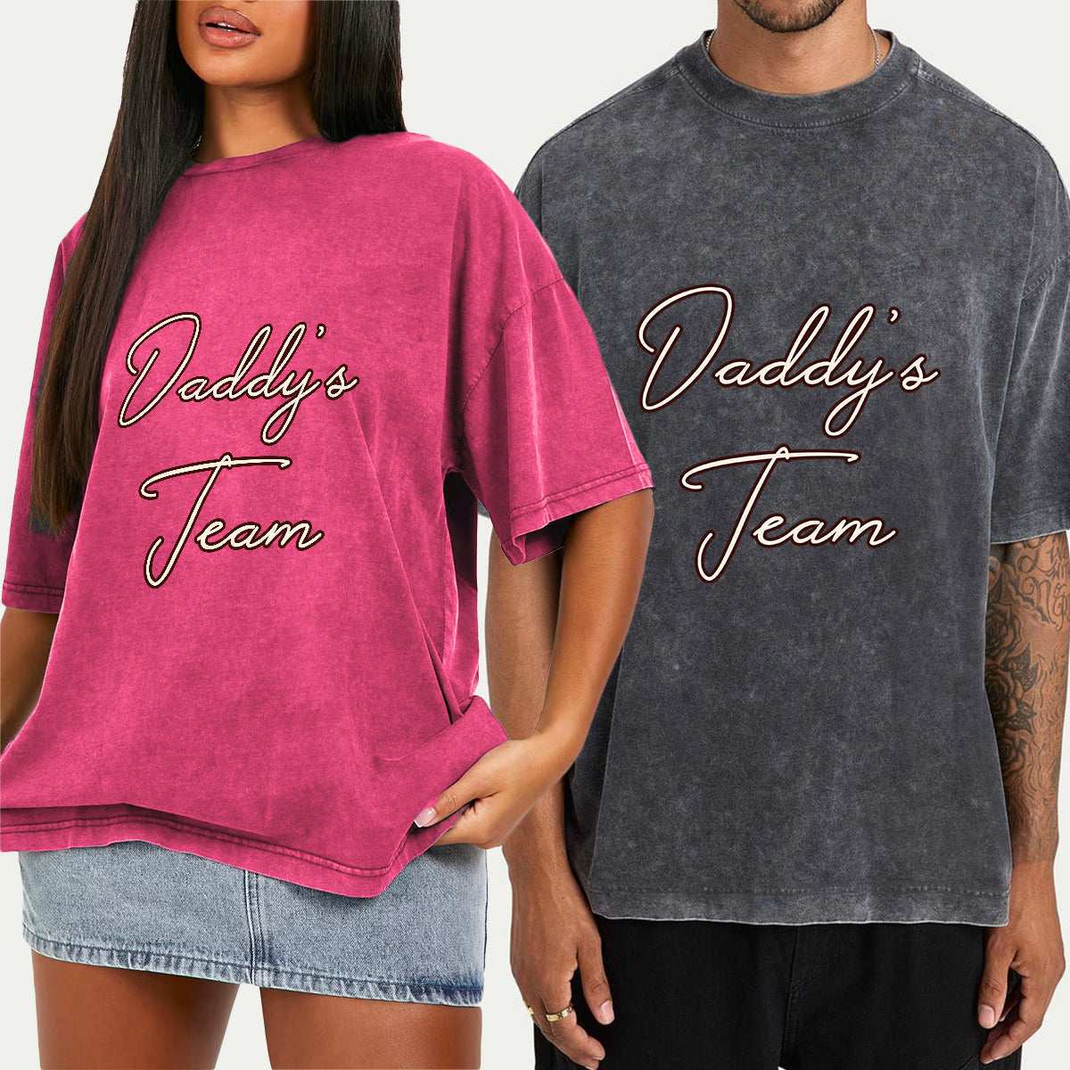 Daddy's Team Fist Bump - Personalized Father Wash T-shirt