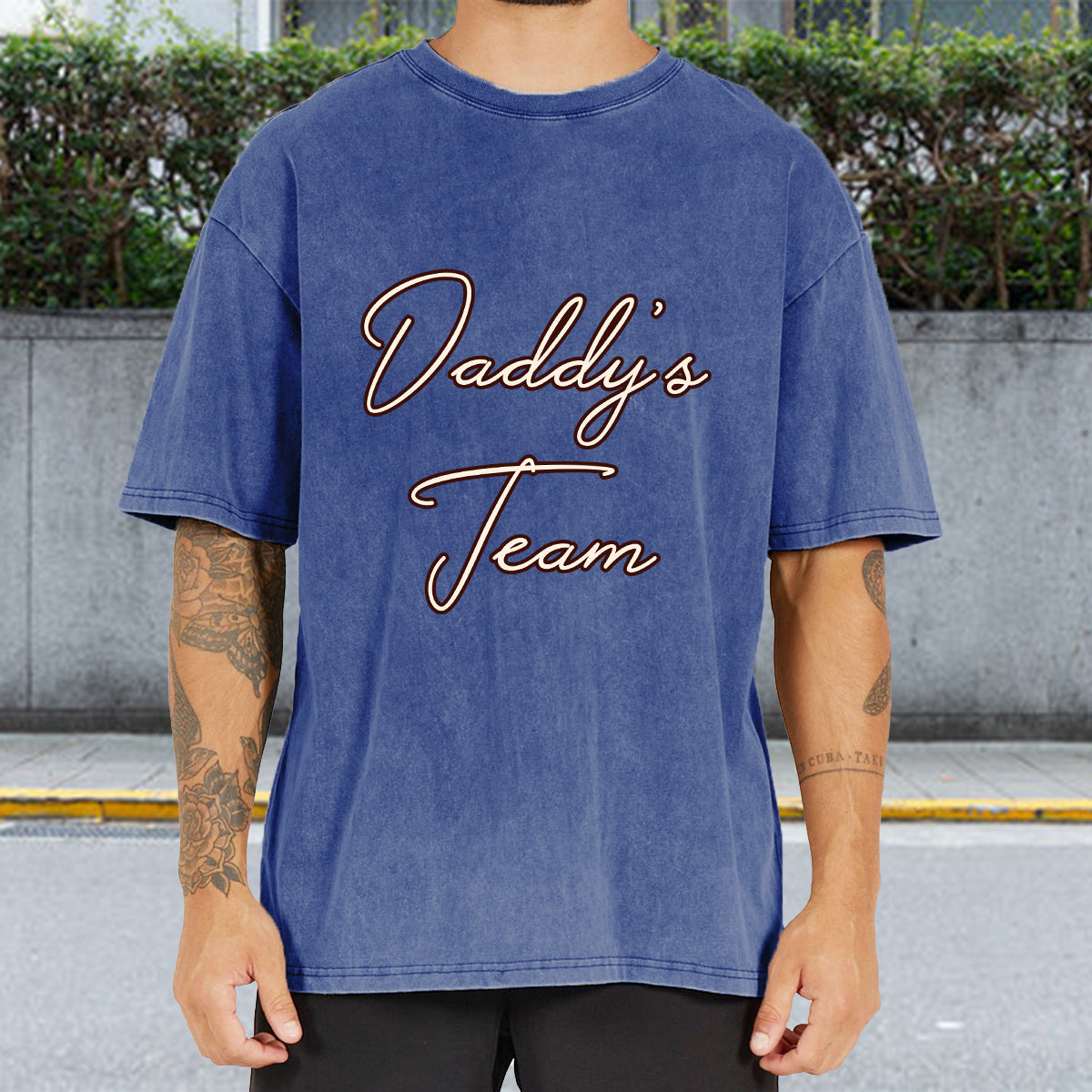 Daddy's Team Fist Bump - Personalized Father Wash T-shirt