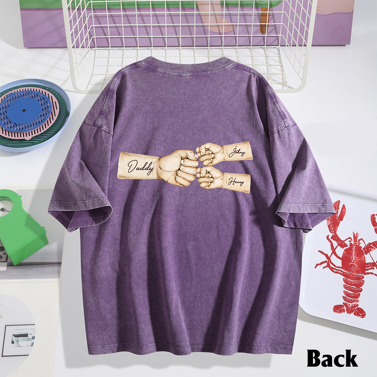 Daddy's Team Fist Bump - Personalized Father Wash T-shirt
