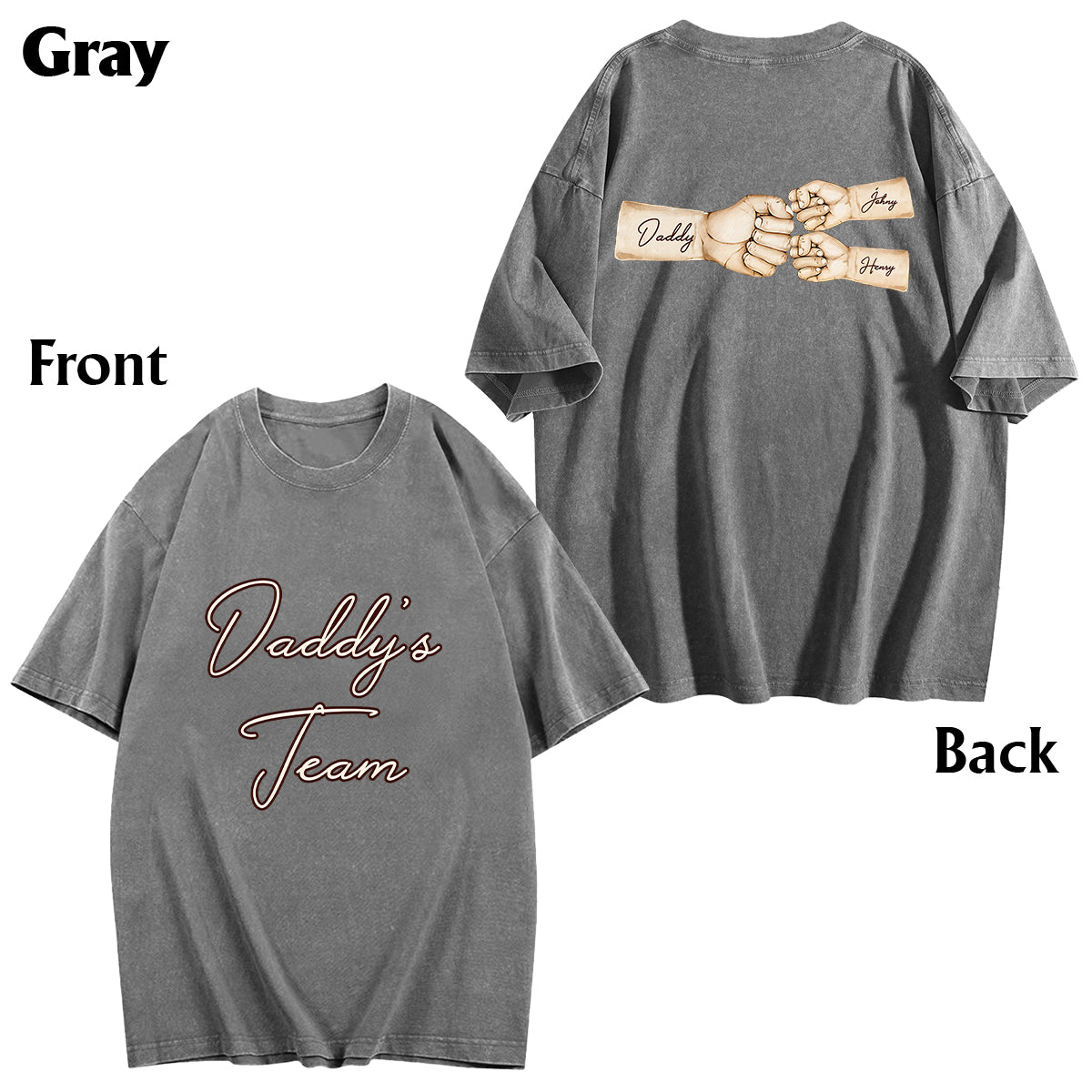 Daddy's Team Fist Bump - Personalized Father Wash T-shirt
