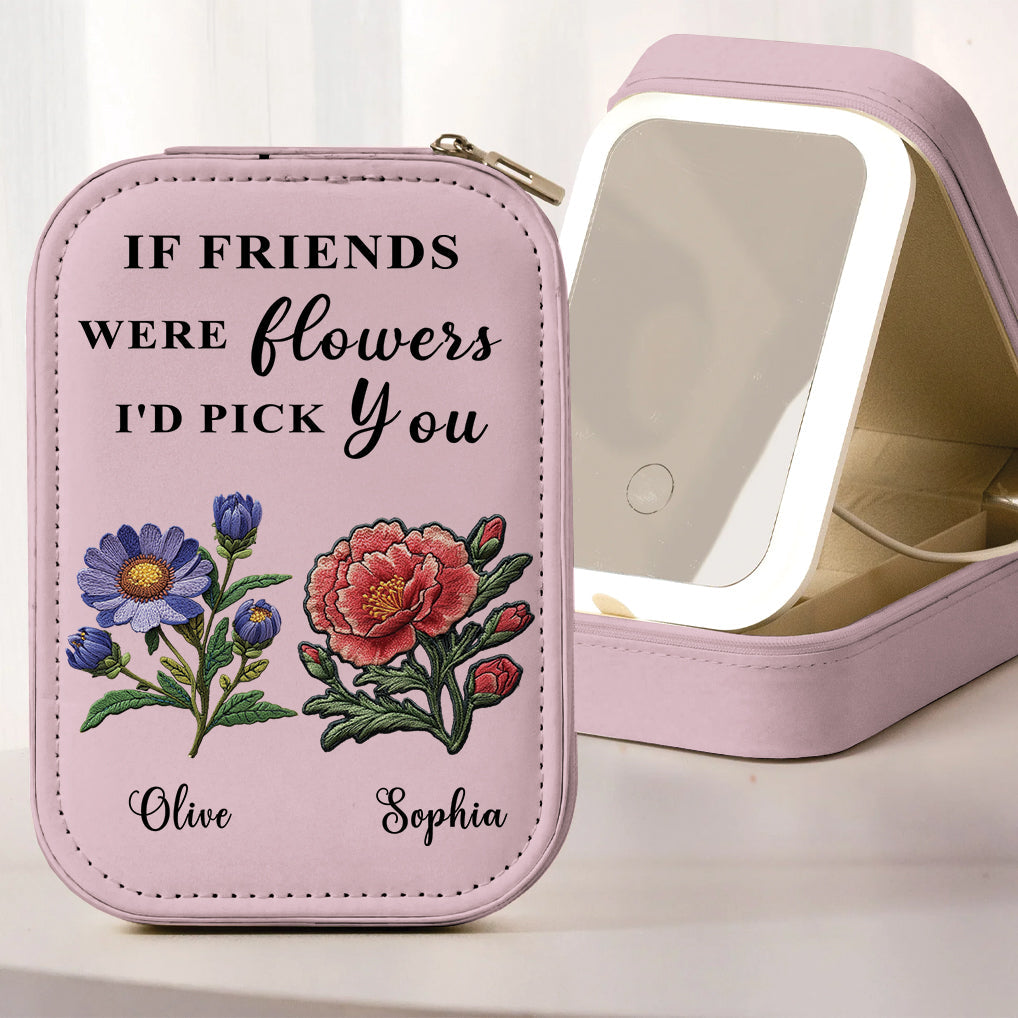 Bestie Birthflower - Personalized Bestie Jewelry Box With LED Mirror