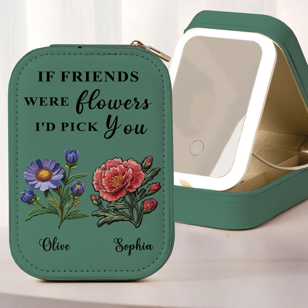 Bestie Birthflower - Personalized Bestie Jewelry Box With LED Mirror