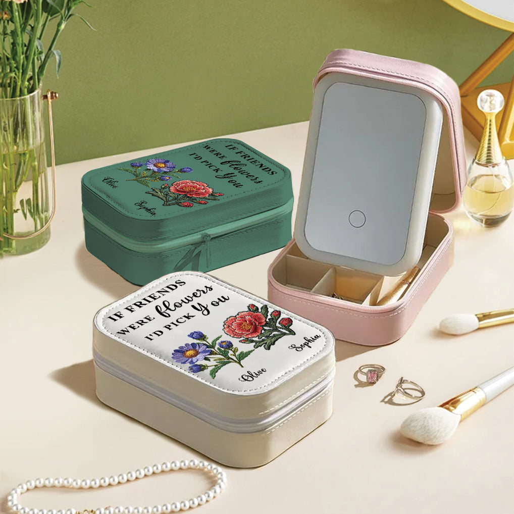 Bestie Birthflower - Personalized Bestie Jewelry Box With LED Mirror