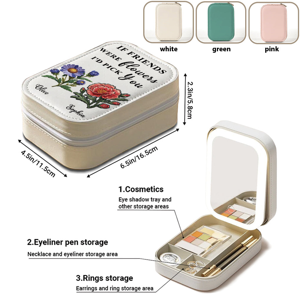 Bestie Birthflower - Personalized Bestie Jewelry Box With LED Mirror