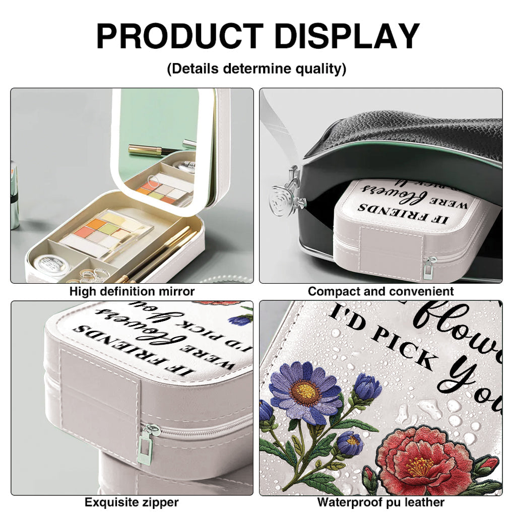 Bestie Birthflower - Personalized Bestie Jewelry Box With LED Mirror