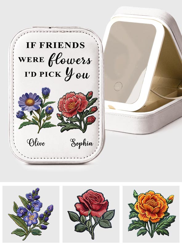 Bestie Birthflower - Personalized Bestie Jewelry Box With LED Mirror