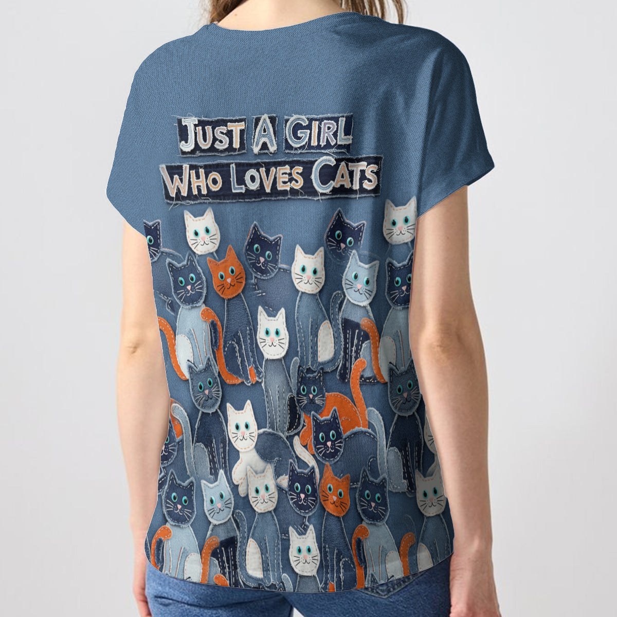 Just A Girl Who Loves Cats - Personalized Cat Fully Printed V-Neck T-Shirt