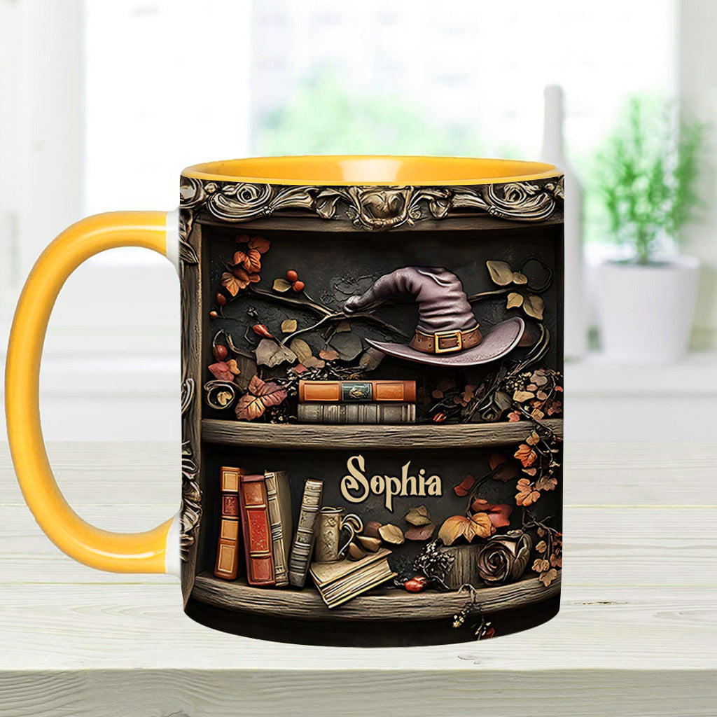 Hat And Books - Personalized Witch Accent Mug