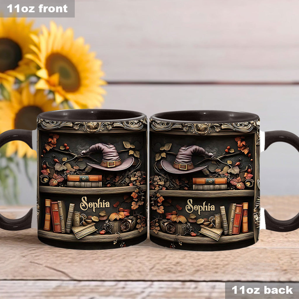 Hat And Books - Personalized Witch Accent Mug