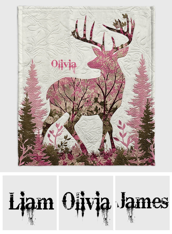 Cerf rose des forêts - Belle sauvage, fille de la campagne - Couverture de chasse personnalisée