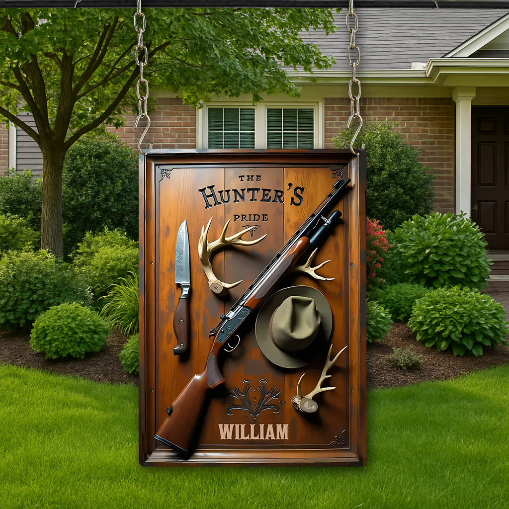 The Hunter's Pride - Personalized Hunting Rectangle Metal Sign