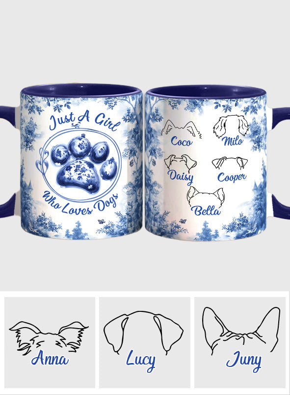 Einfach ein Mädchen, das Hunde liebt – personalisierte Tasse mit Hundemotiv