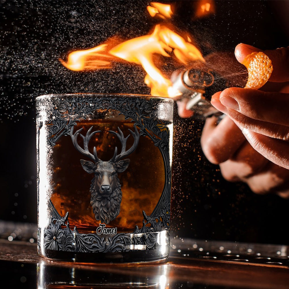 Love Hunting And Whiskey - Personalized Hunting Whiskey Glass