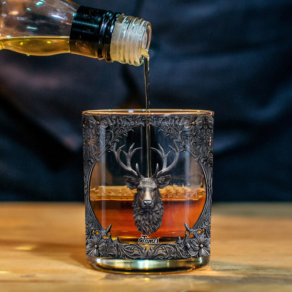 Love Hunting And Whiskey - Personalized Hunting Whiskey Glass