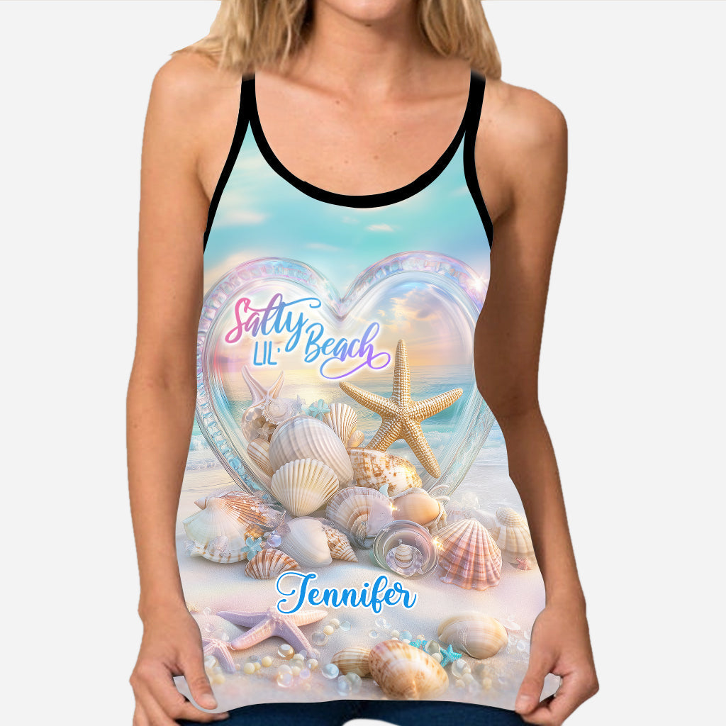 Salty Lil Beach - Personalized Sea Lover Cross Tank Top and Leggings