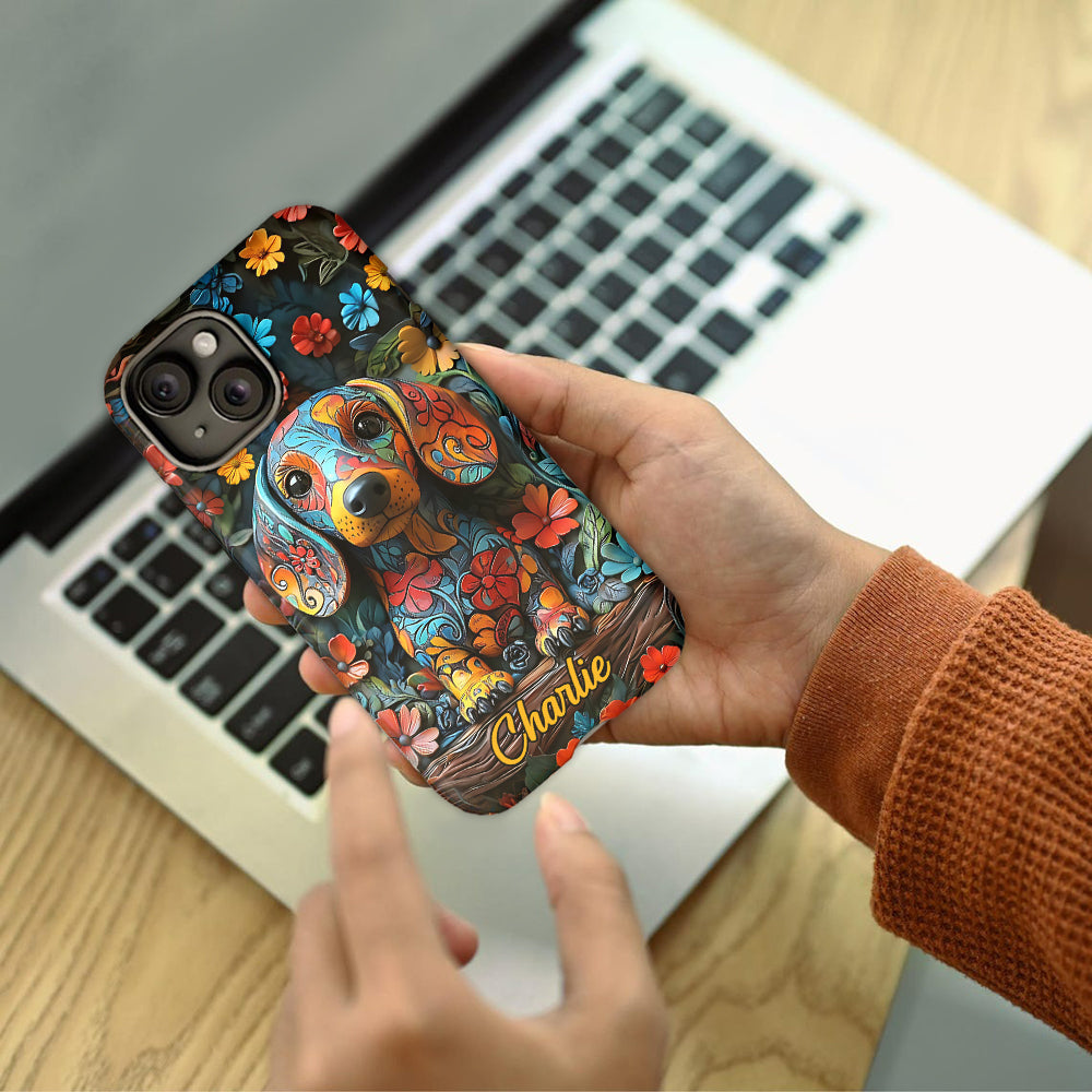 Love Dachshund - Personalized Dog Full Print Phone Case