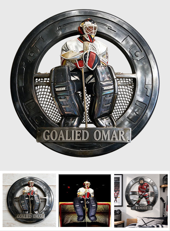 Custom Metal Sign For Ice Hockey Or Any Sport - Personalized Hockey 3D Printed Cut Metal Sign