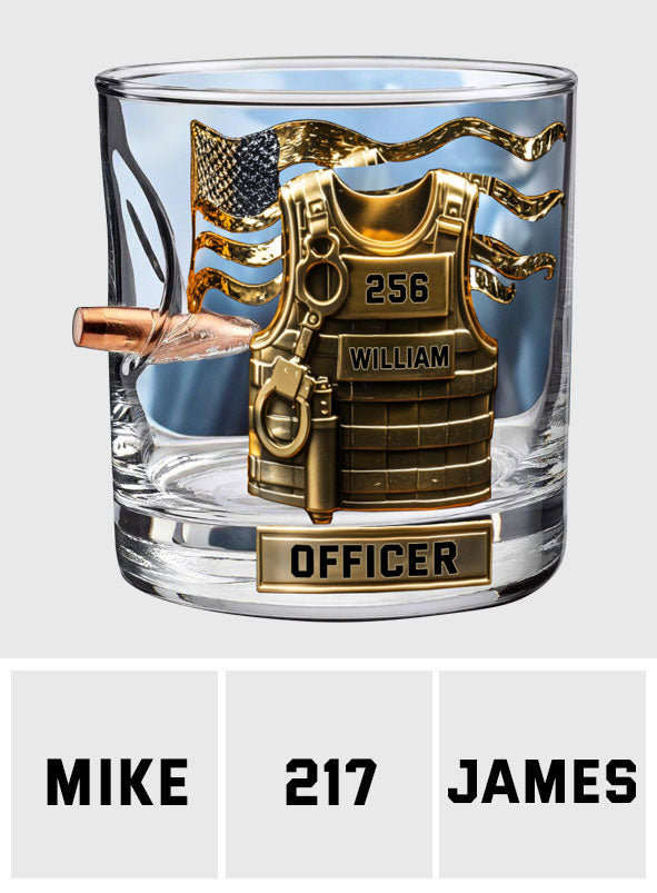 Servir et protéger - Verre à whisky personnalisé en forme de balle de policier