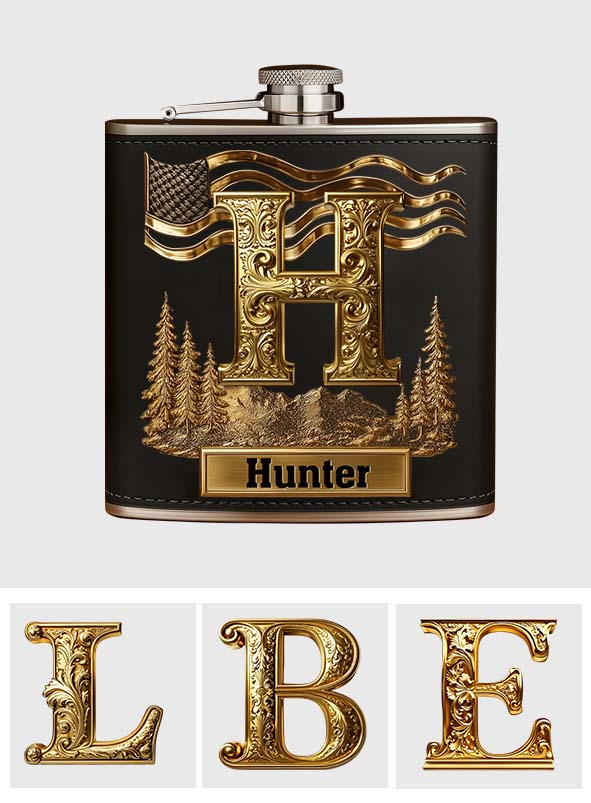 Cadeau personnalisé avec initiales pour lui - Flasque à whisky personnalisée