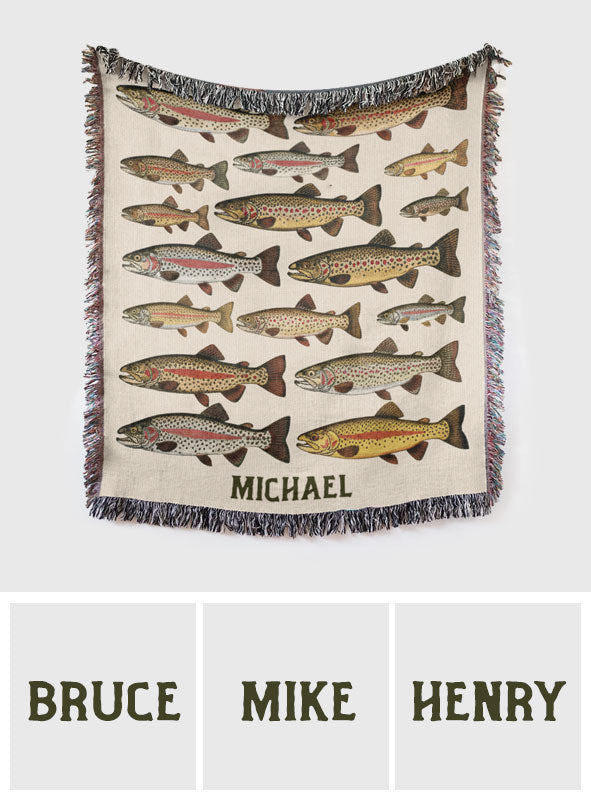 Couverture tissée personnalisée sur le thème de la pêche - Passionné de pêche
