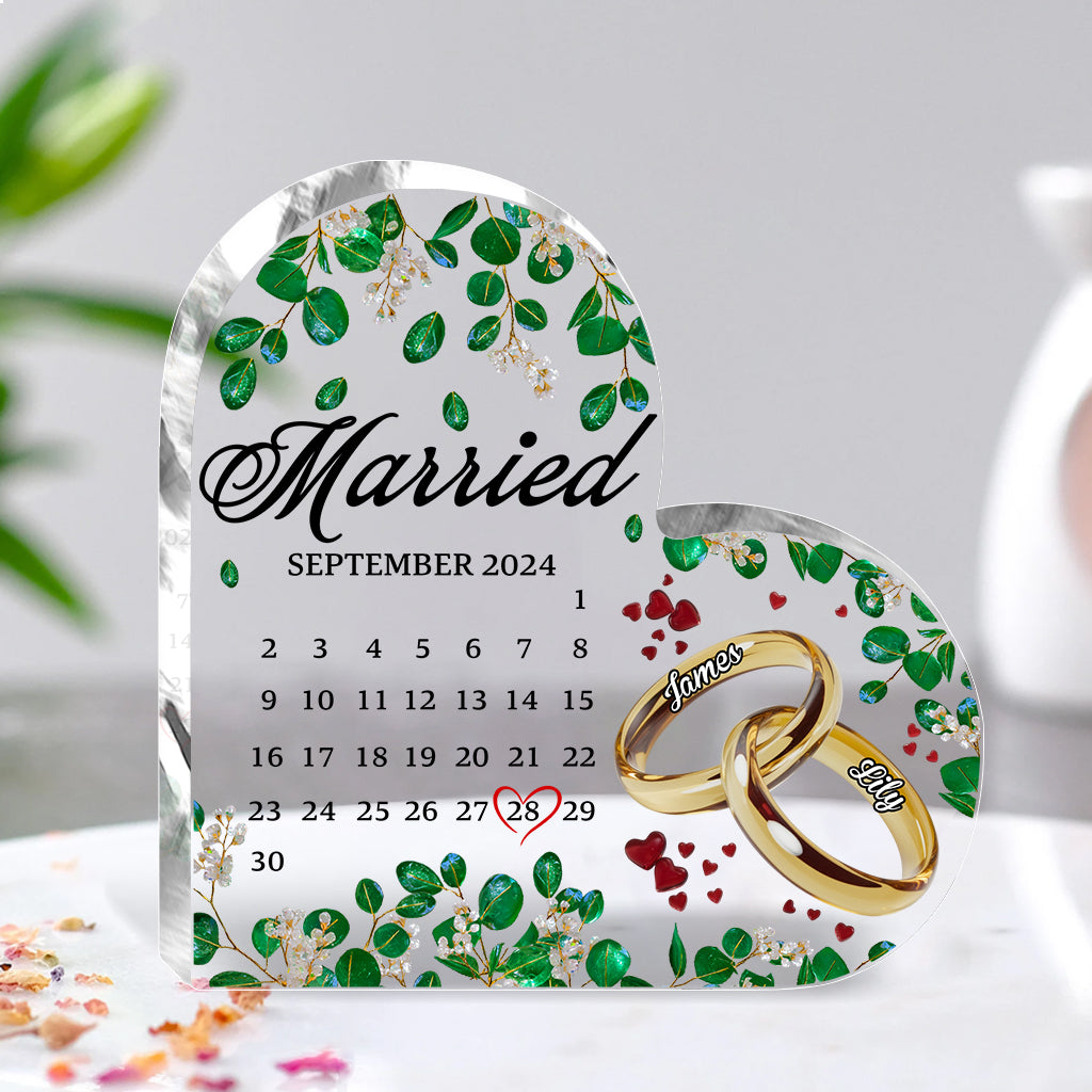 Married - Personalized Couple Custom Shaped Acrylic Plaque