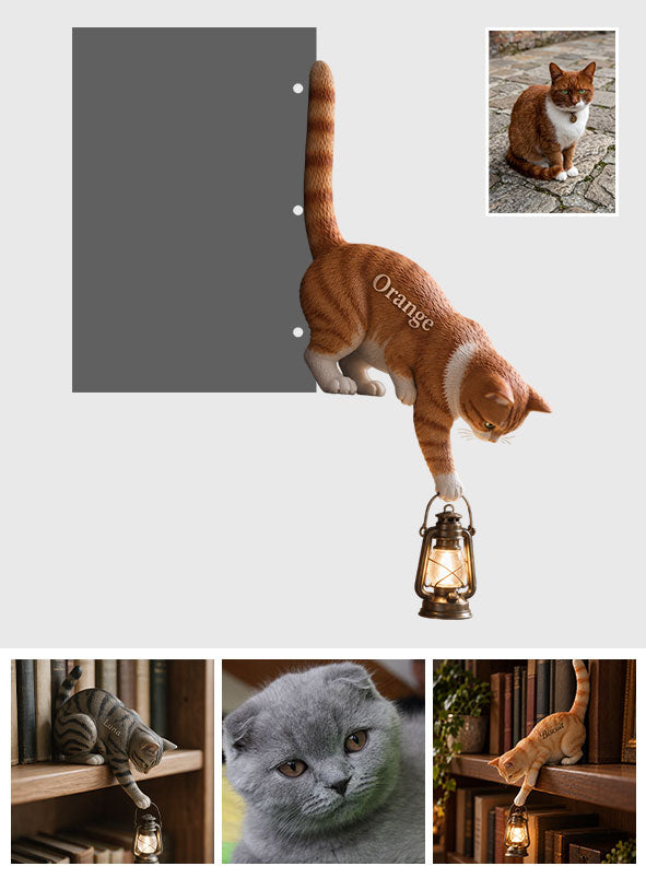 Little Light Keeper - Personalisierte Katzenbuchregal-Lampe