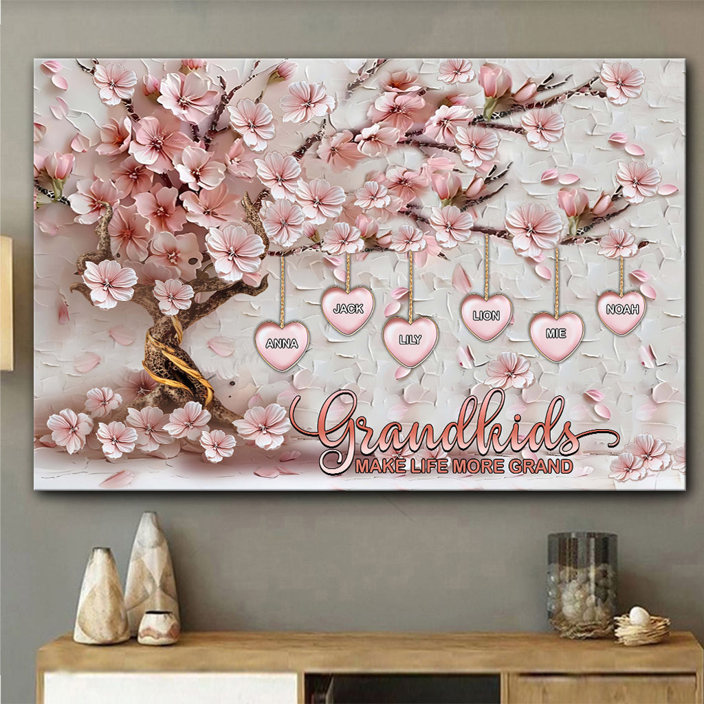 Grandkids Make Life More Grand - Personalized Grandma Canvas And Poster