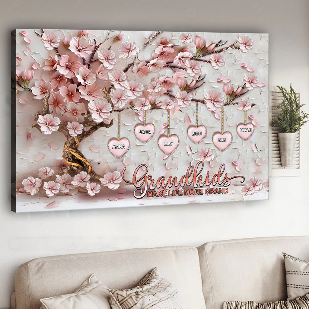 Grandkids Make Life More Grand - Personalized Grandma Canvas And Poster