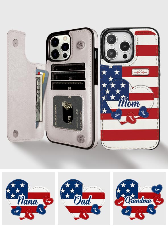 Joyeux 4 juillet ! Étui portefeuille pliable personnalisé pour téléphone portable, idéal pour la fête nationale américaine (4 juillet).