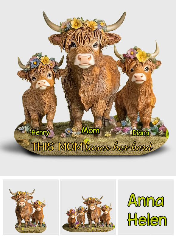 This Mom Loves Her Herd Highland Cow Mother Grandma - Personalized Mother Custom Shaped Acrylic Plaque