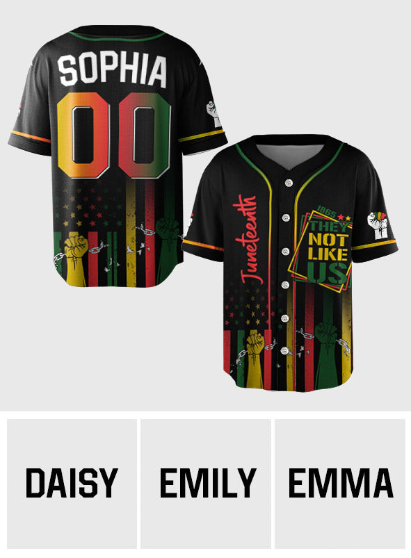 Sie mögen uns nicht – personalisiertes Juneteenth-Baseballtrikot