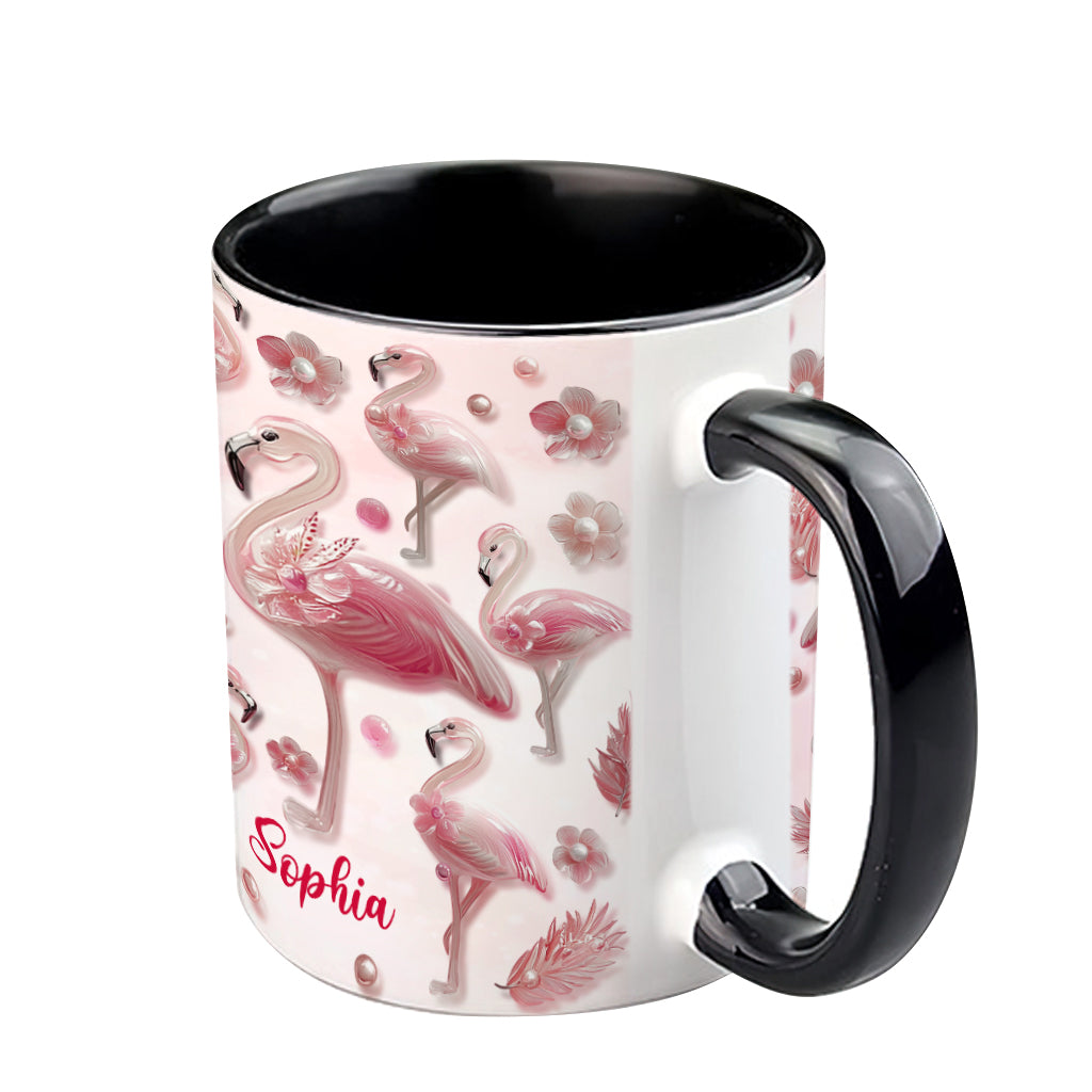 Crystal Pink Flamingo - Personalized Flamingo Accent Mug
