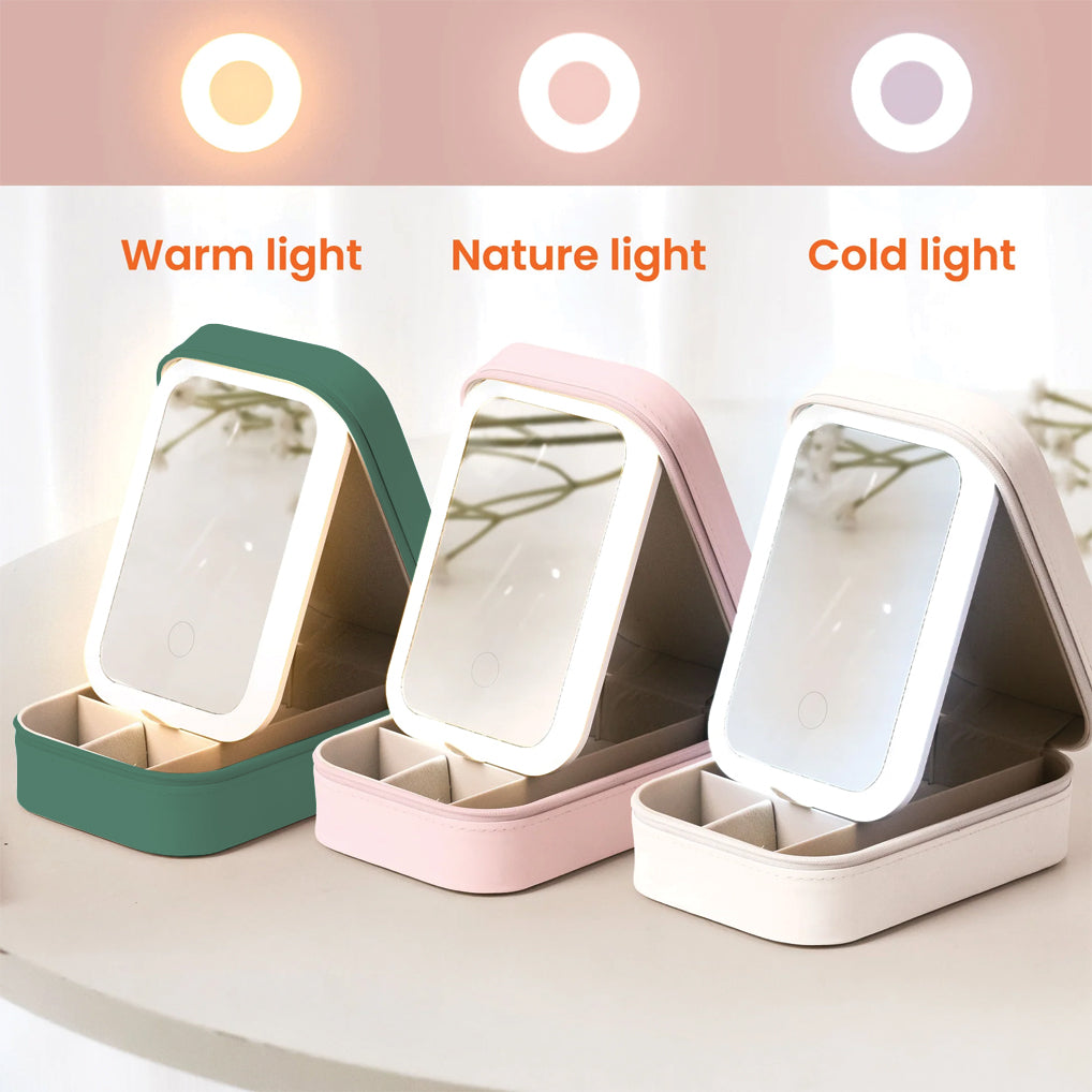 First Mom Now Grandma - Personalized Grandma Jewelry Box With LED Mirror