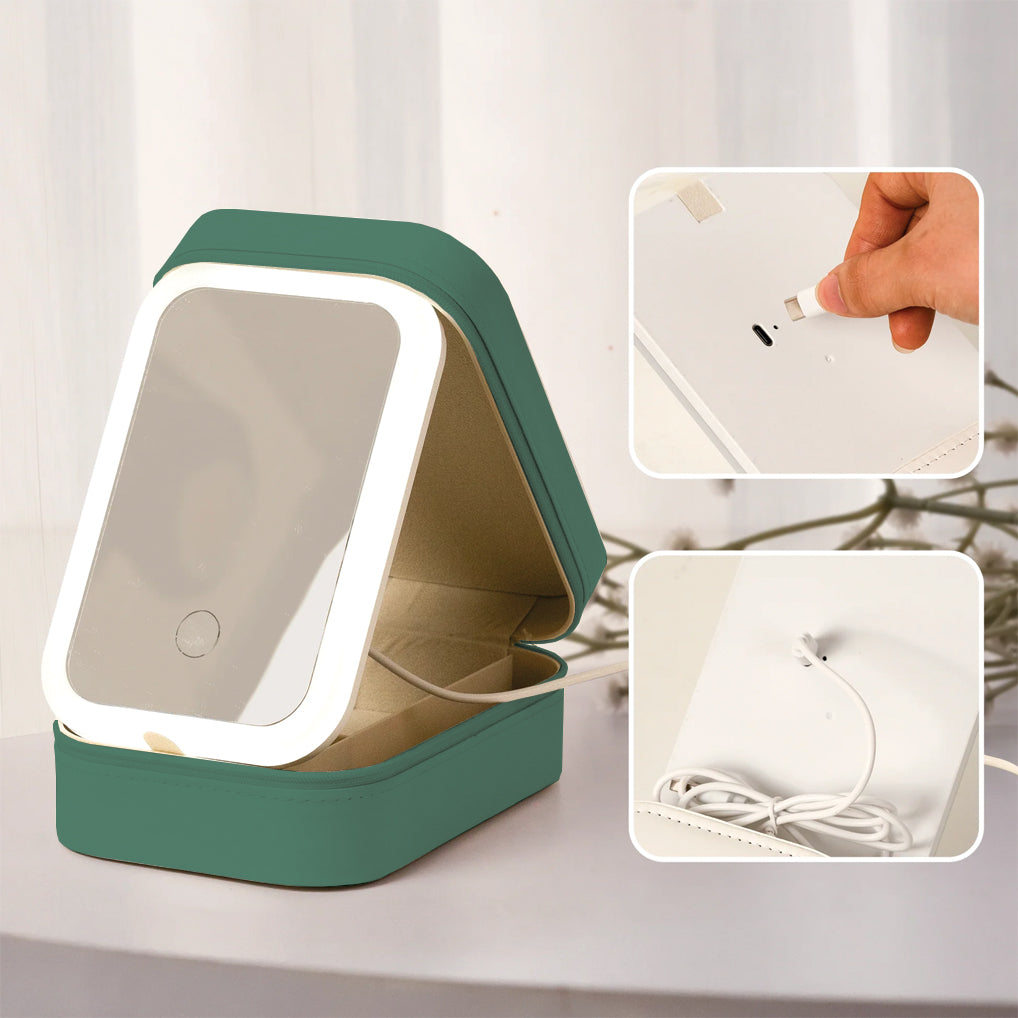 First Mom Now Grandma - Personalized Grandma Jewelry Box With LED Mirror
