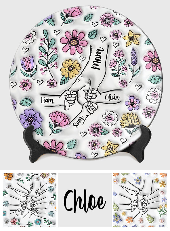 You Hold Our Hands - Personalized Mother Ceramic Round Plate